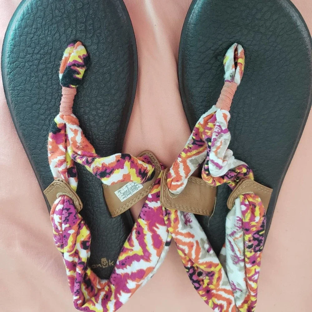 Sanuk Yoga sling fabric flip flops size 8 - Picture 1 of 5